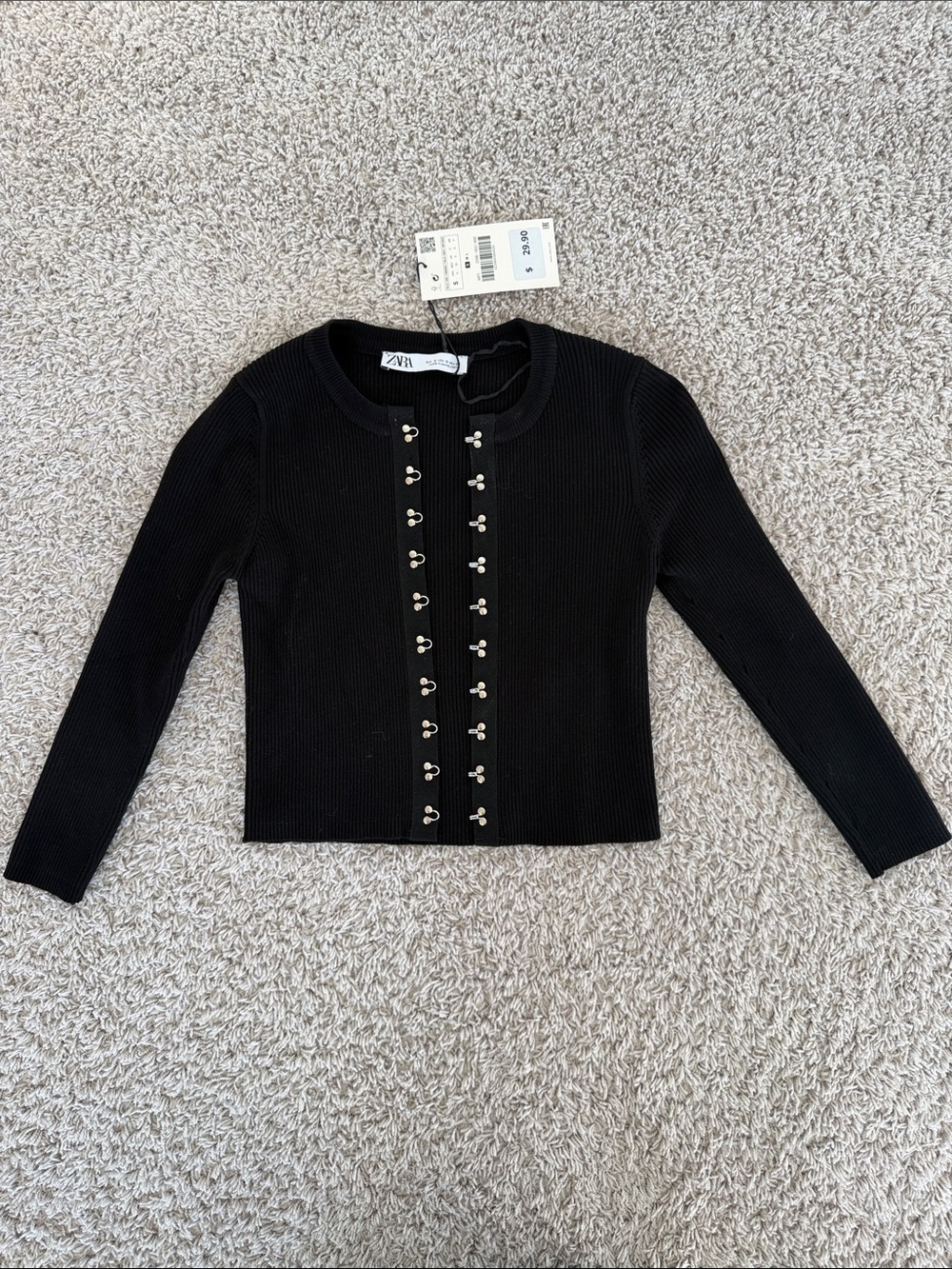 NWT: Zara Hook-Front Crop Cardigan